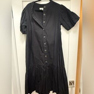 Chic Black Button-Front Midi Dress